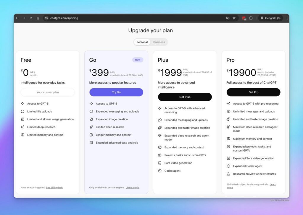 ChatGPT Go: la nueva suscripción de solo 5 € al mes que solo algunos van a poder contratar