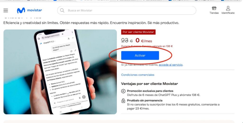 Movistar regala una suscripción a ChatGPT Plus a todos sus clientes: así de fácil es conseguir 6 meses gratis