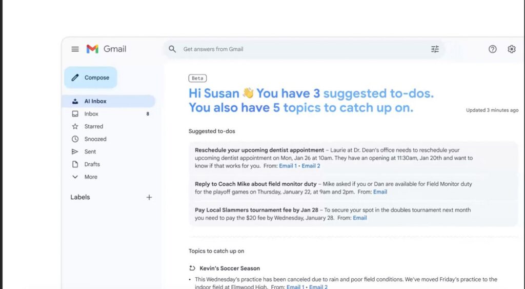 Cambio histórico en Gmail: añade Gemini 3 y cambia la bandeja de entrada por primera vez en años