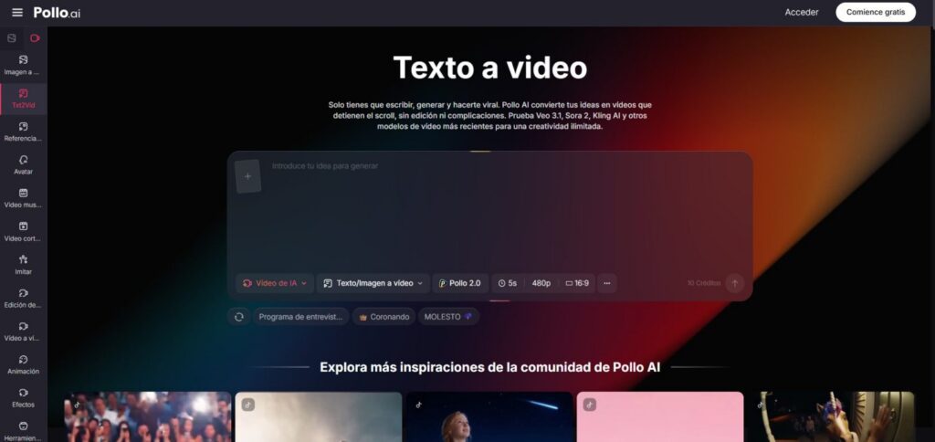 Guía práctica para utilizar Pollo AI: crea vídeos virales con un solo clic