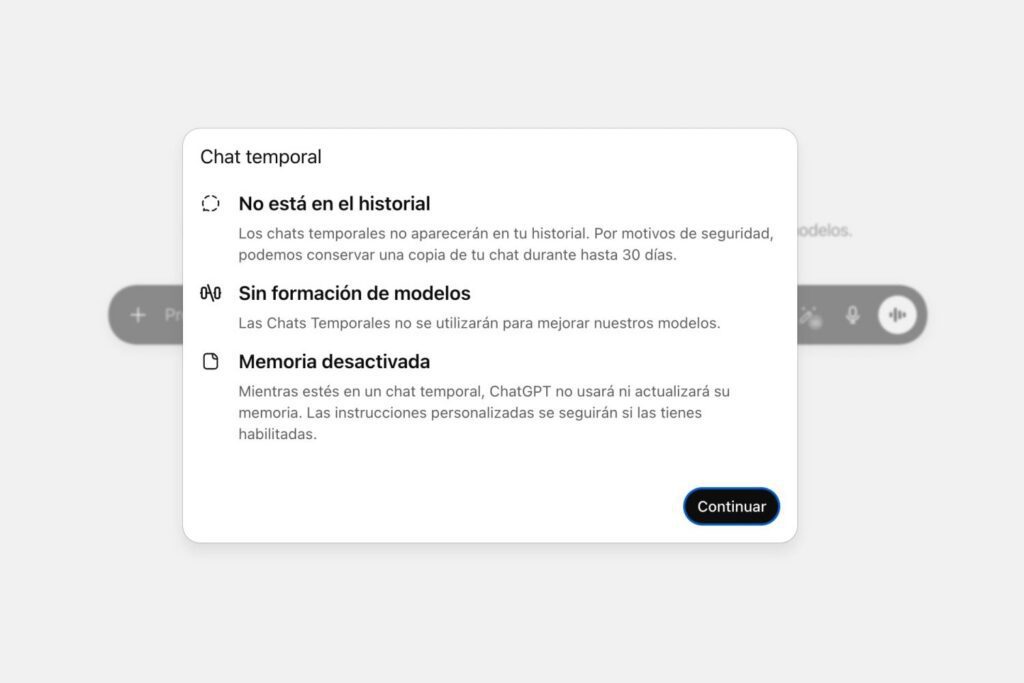 Cómo activar un chat temporal de ChatGPT, para qué sirve y para qué no