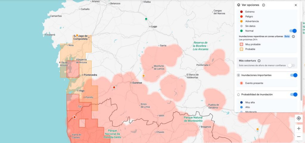 Google lanza en España un mapa que alerta del riesgo de inundación en tu zona: así puedes verlo y guardarlo